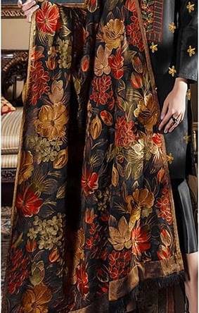 BR-190 Black Dhanak Embroidered 3pc Wt