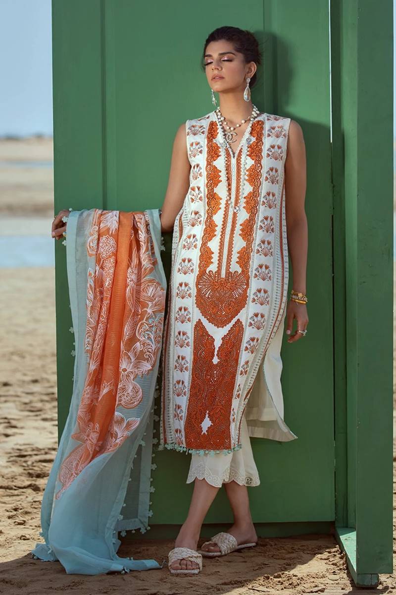 Crimsonn CR-02 White Embroidered Lawn 3pc