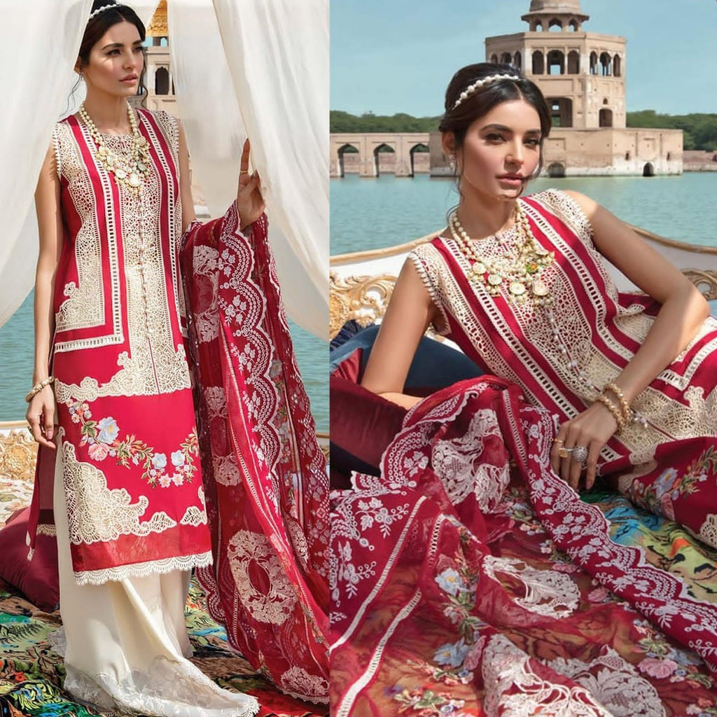 CR-05 Red  Embroidered Lawn 3pc