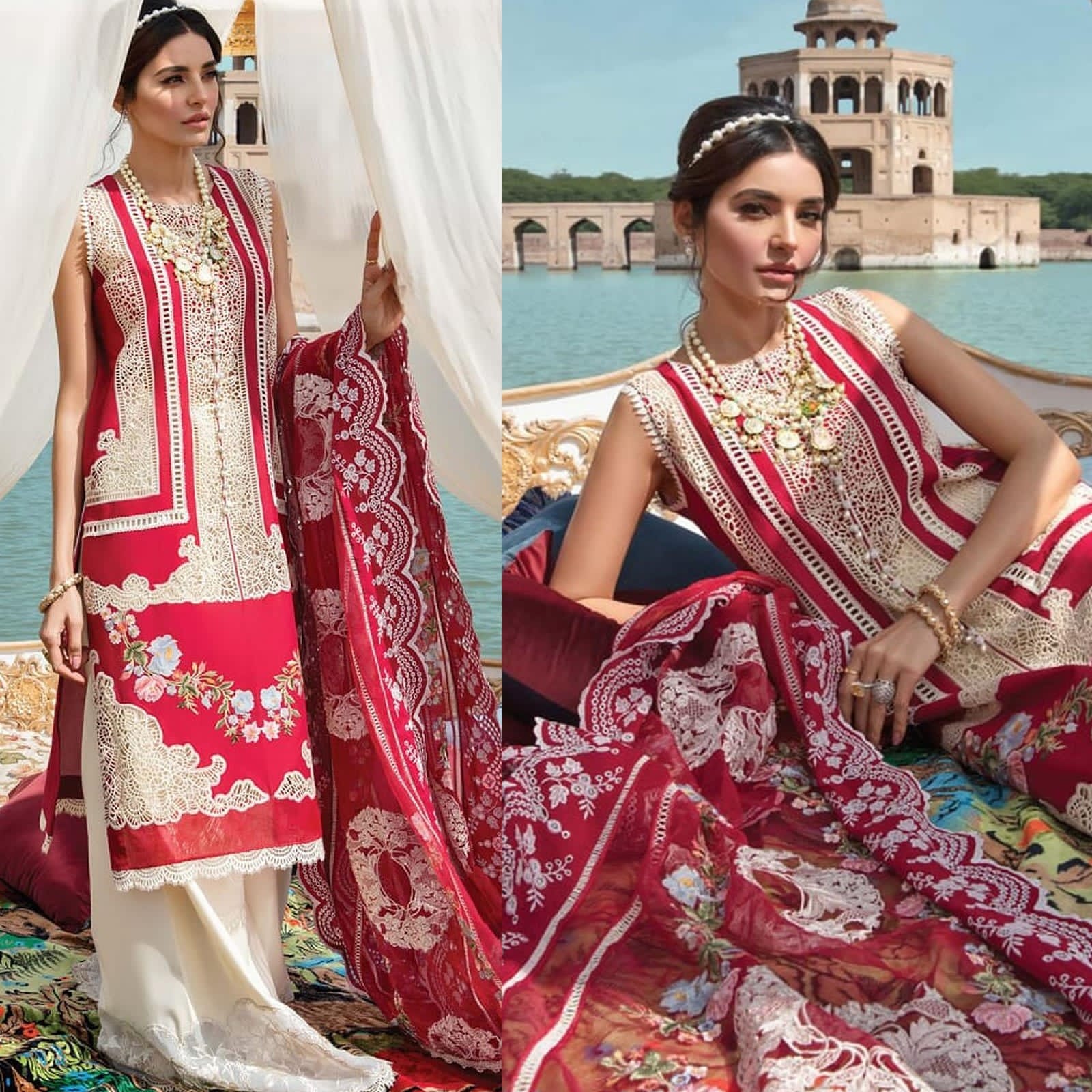 CR-05 Red  Embroidered Lawn 3pc