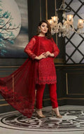 Silko-Red Lawn Embroidered 3pc