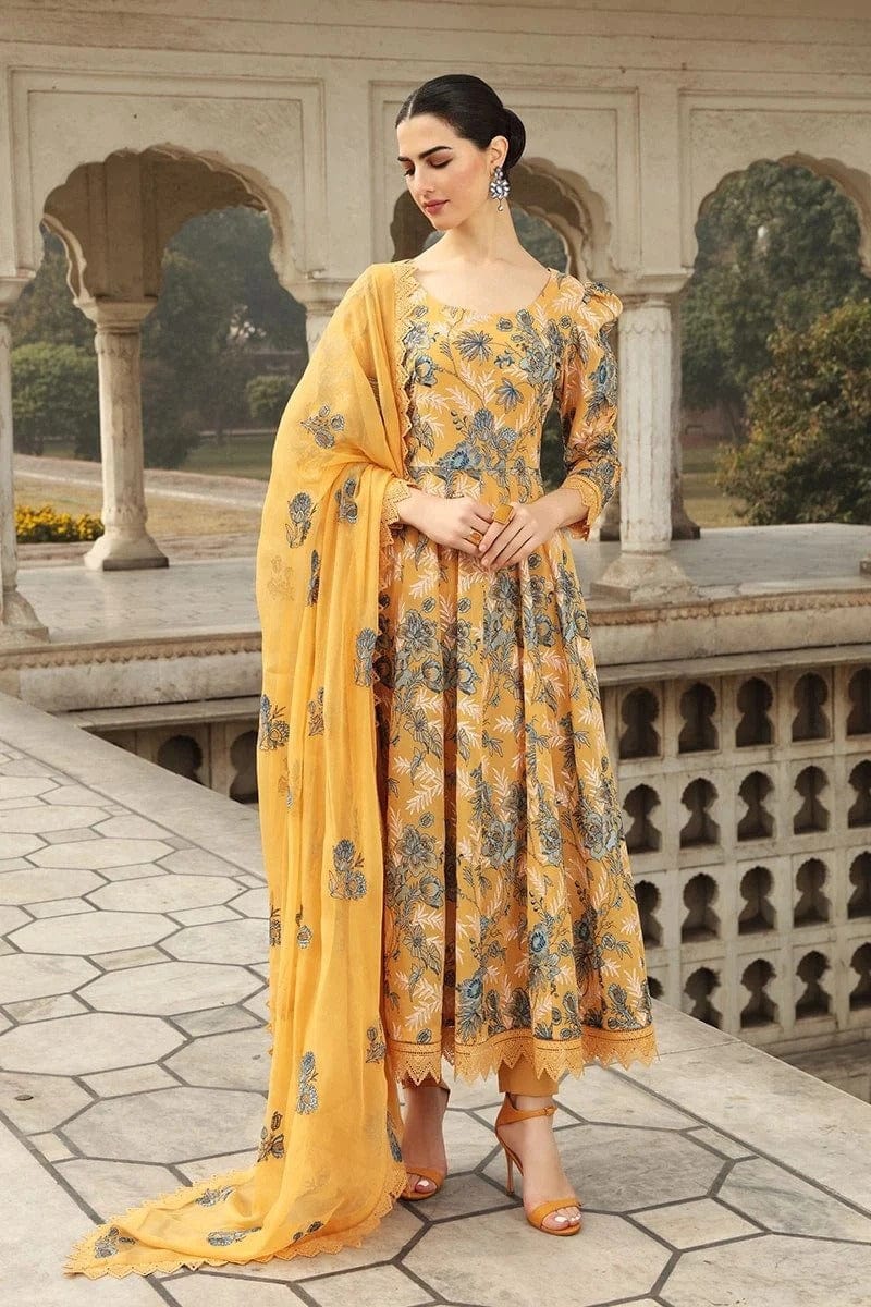 Bareeze D-355 Musturd Embroidered Lawn 3pc