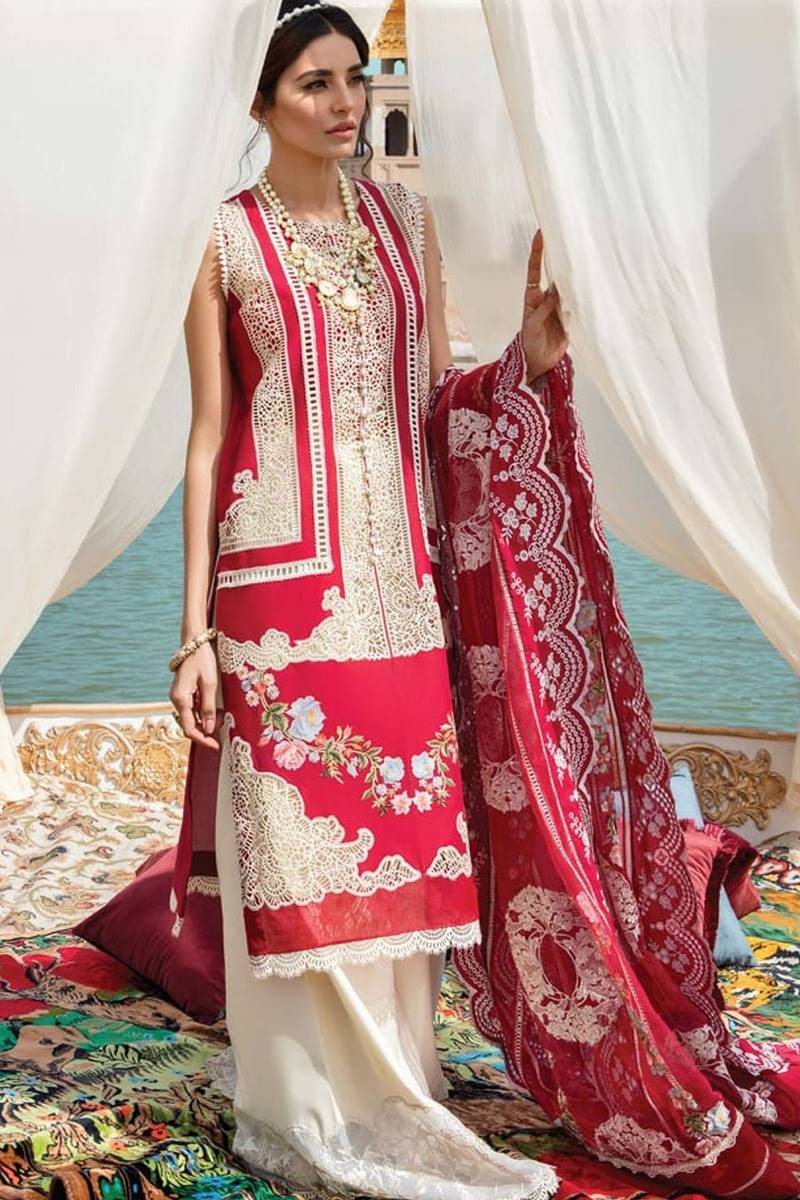 CR-05 Red  Embroidered Lawn 3pc