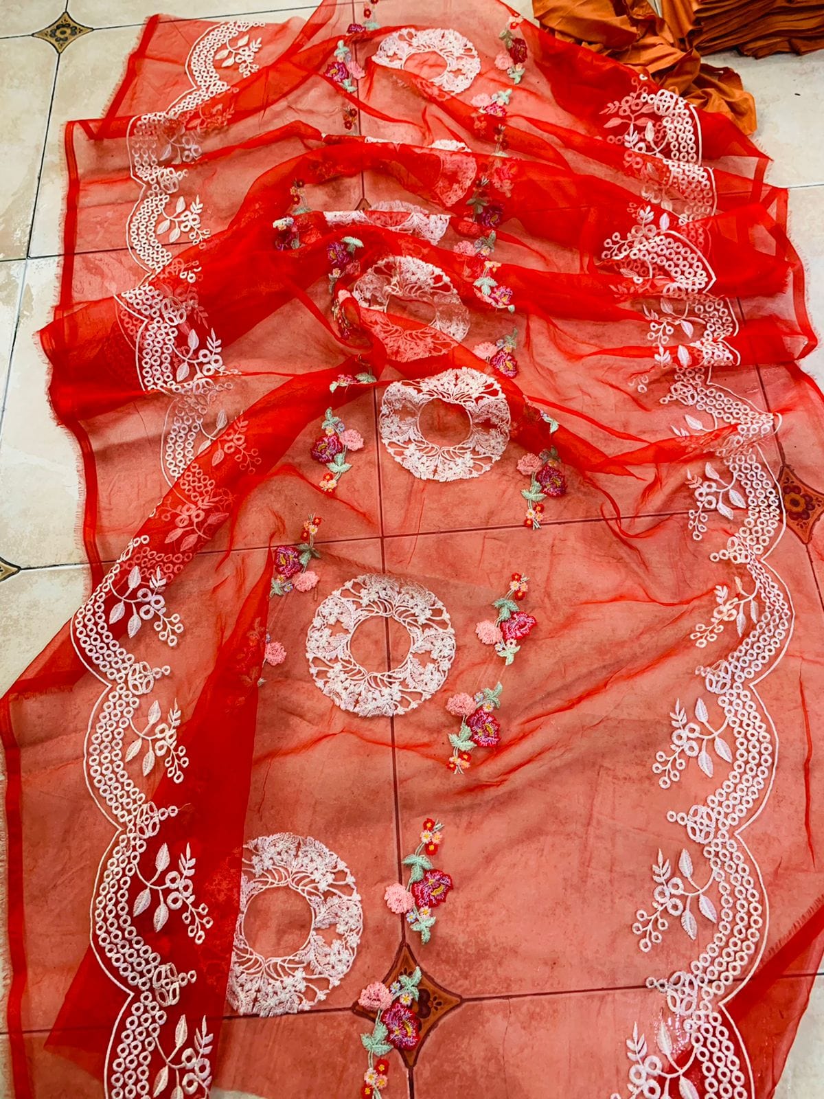 CR-05 Red  Embroidered Lawn 3pc