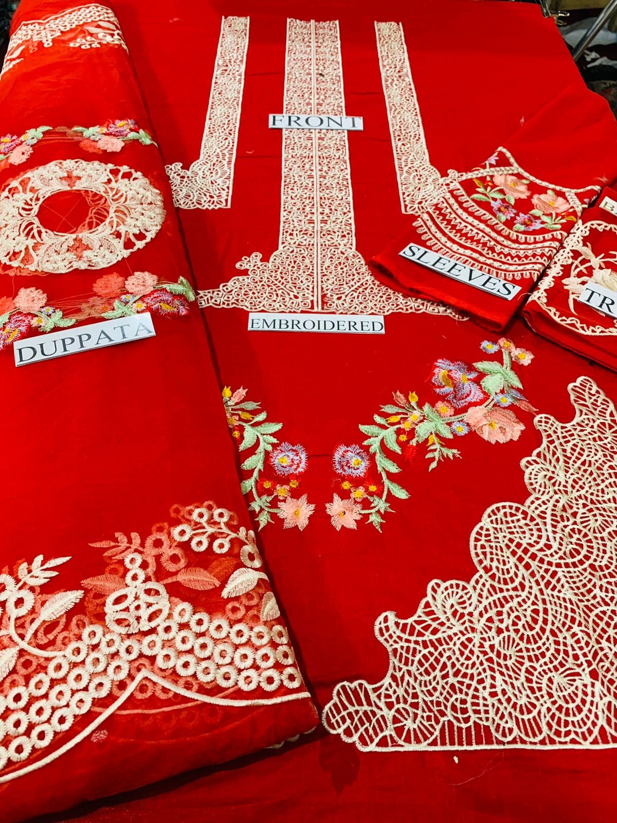 CR-05 Red  Embroidered Lawn 3pc